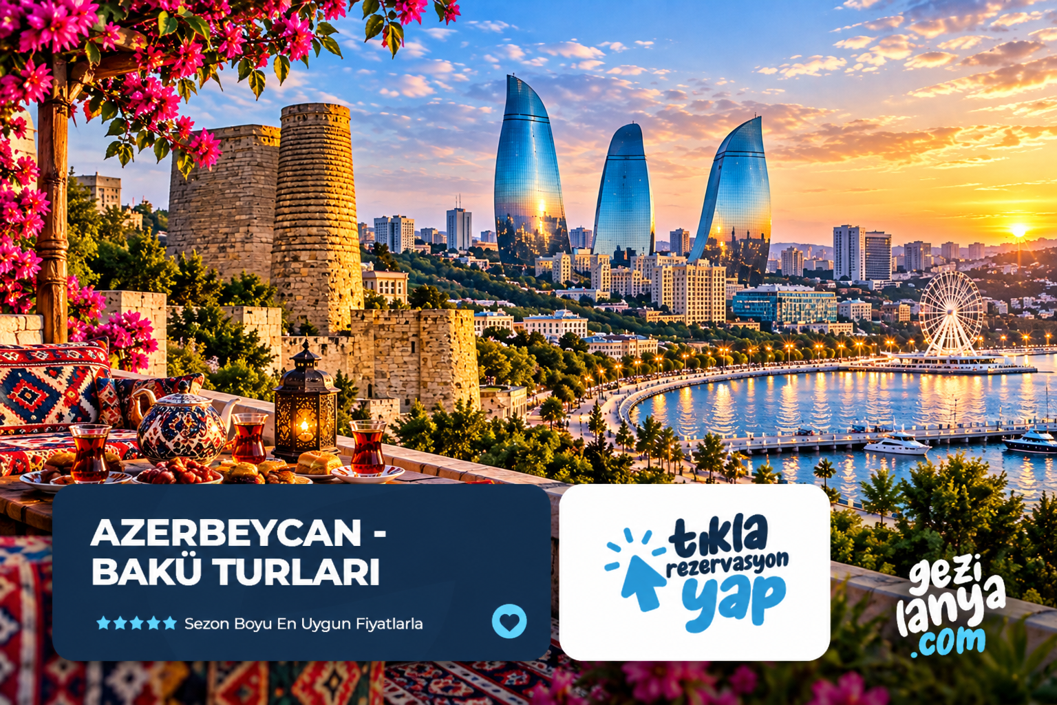 Ateşin ve Tarihin Şehri Bakü Turu THY İle Yılbaşı Özel 3 Gece 4 Gün 2027